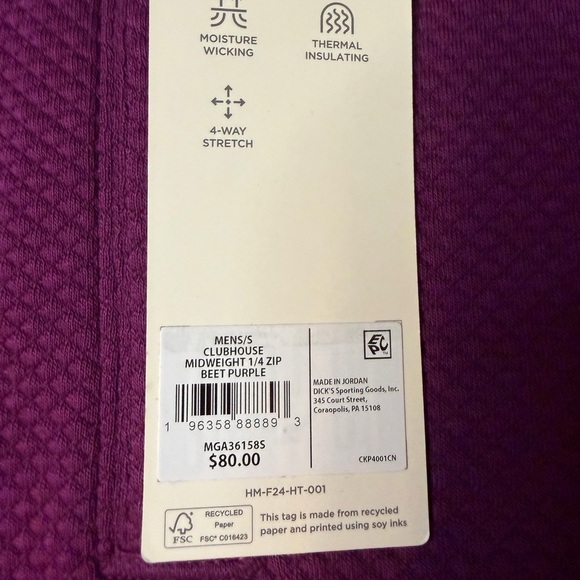 NEW Walter Hagen Golf Clubhouse Midweight 1/4 Zip Mens SMALL Diamond Beet Purple - Picture 2 of 5